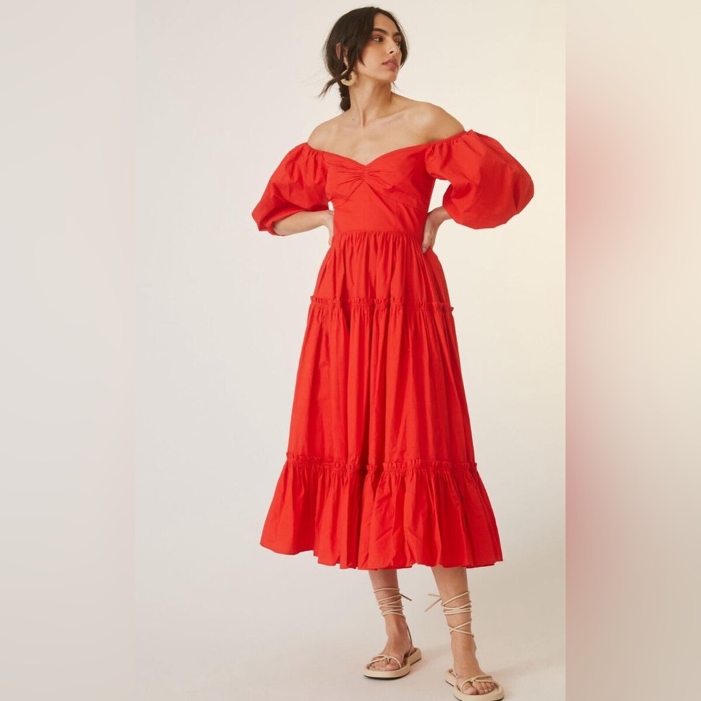Atsu: Off-the-Shoulder Poplin Midi Dress